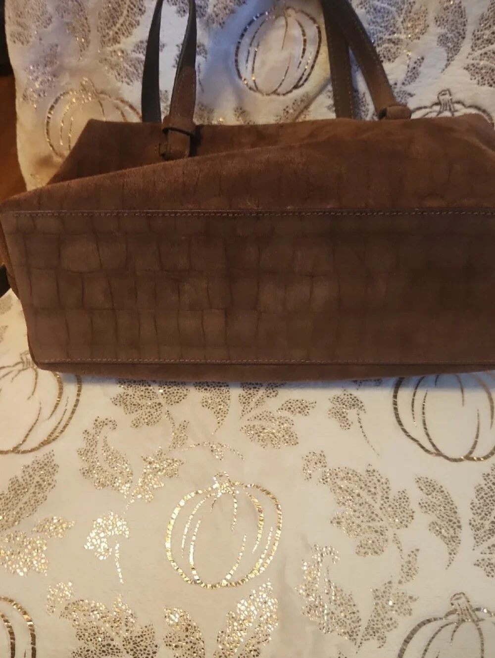 kate spade Brown Suede Double-Handle Shoulder Bag